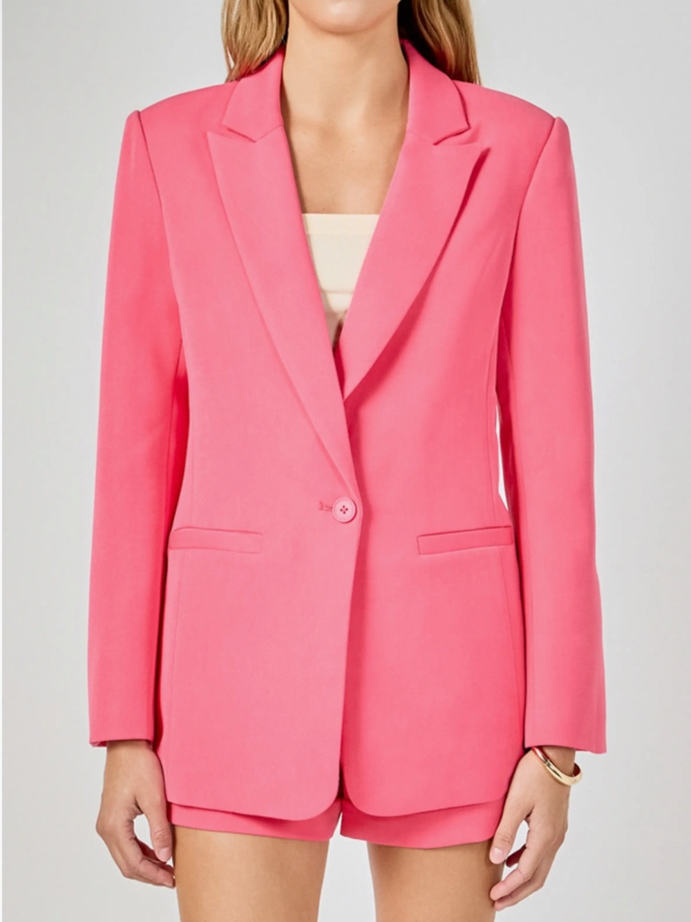 Endless Rose Pink Single-Button Blazer
